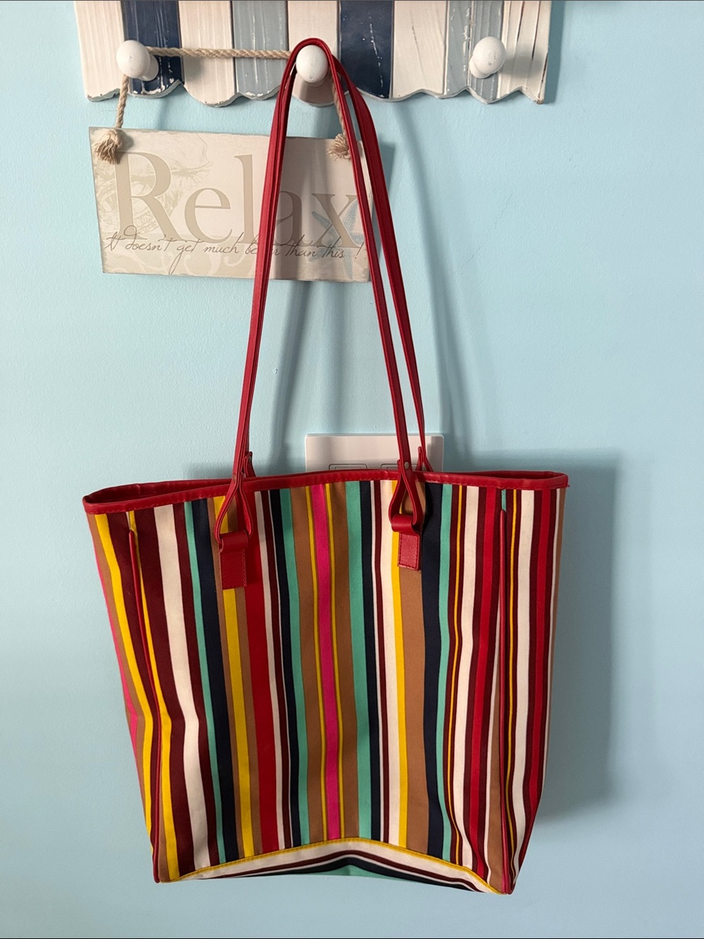 Striped Multicolor Lancome Tote Bag